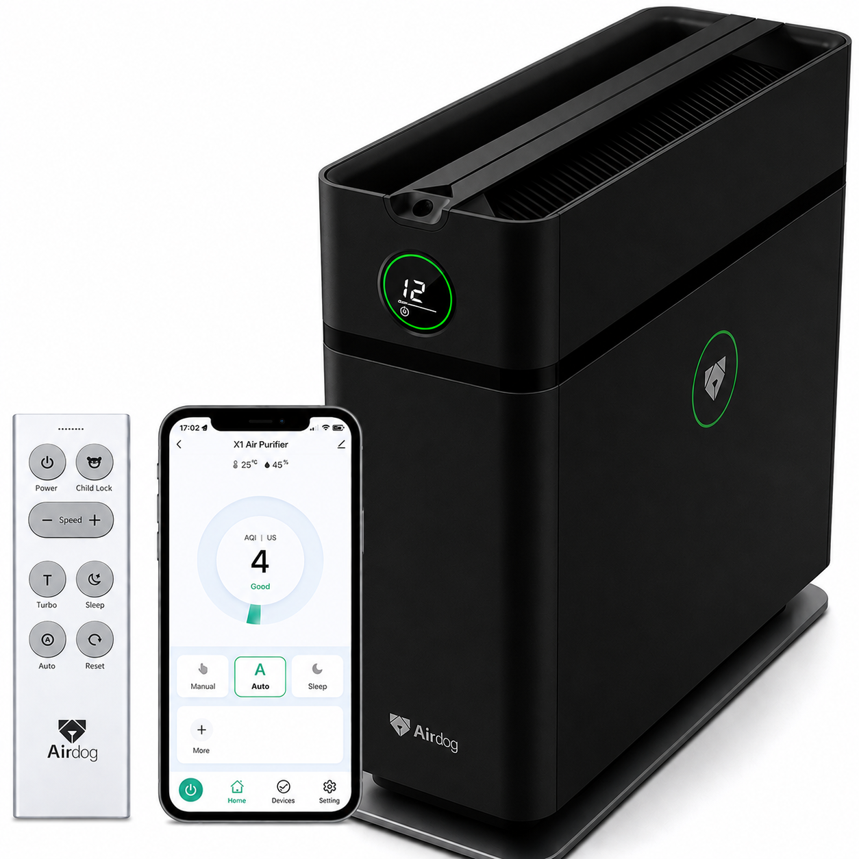 Airdog X1D BLACK - Slim Design Air Purifier – Desktop Model Small Rooms