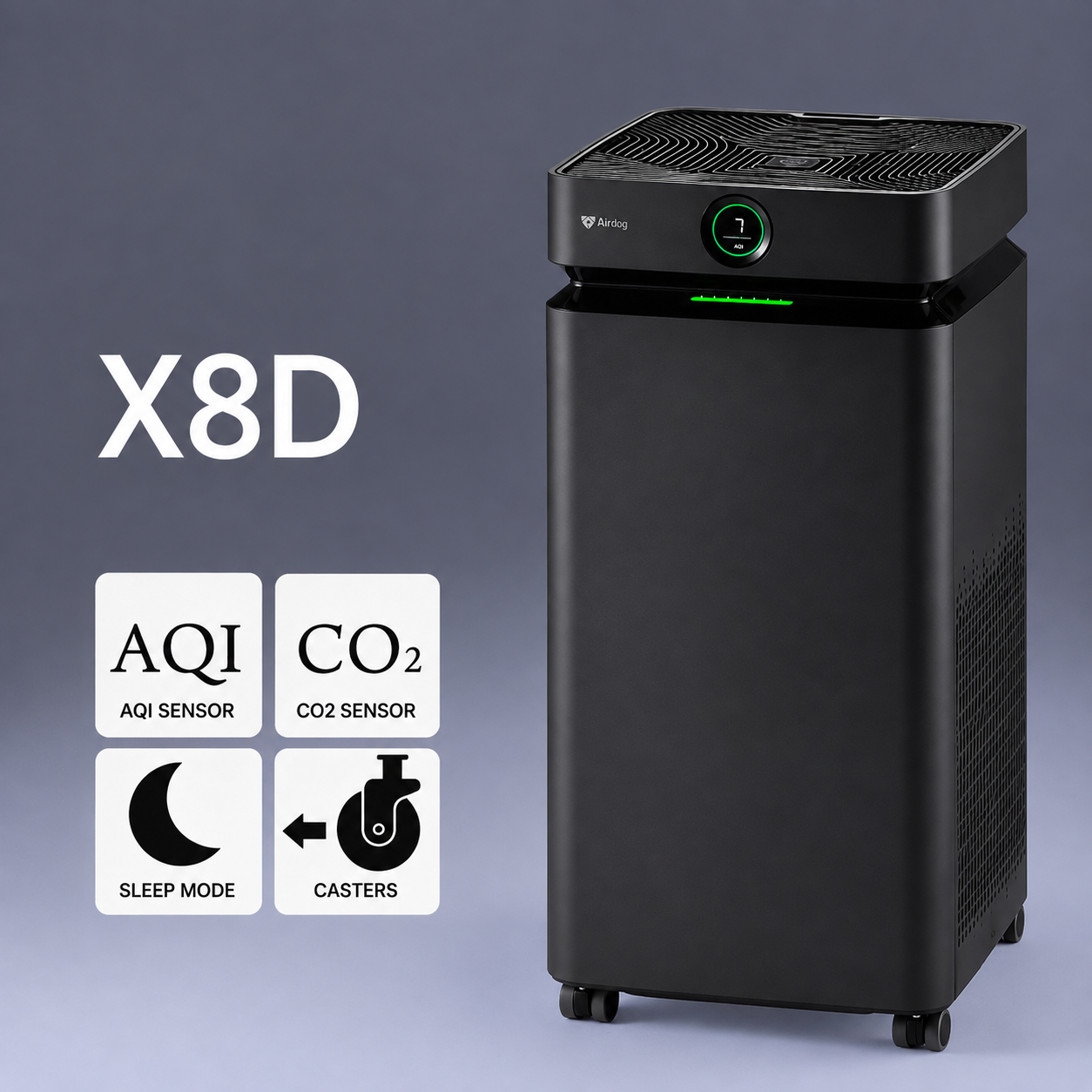 Airdog X8D BLACK - Premium Air Sanitizer - For Extra Large Rooms
