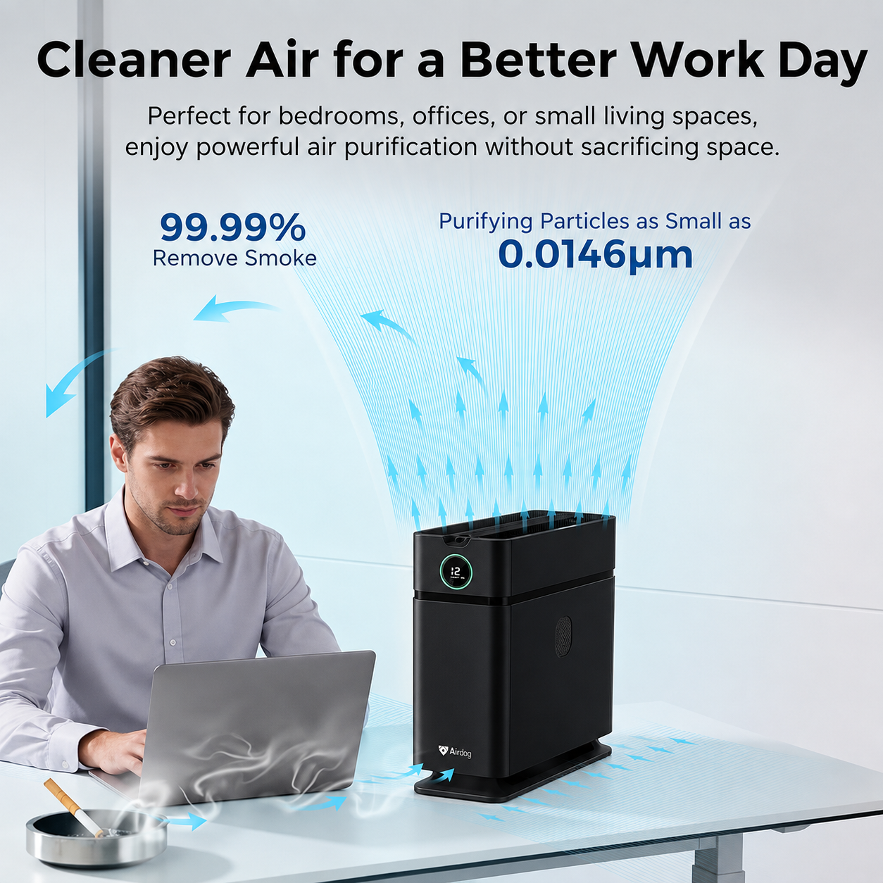 Airdog X1D BLACK - Slim Design Air Purifier – Desktop Model Small Rooms
